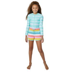 NWT Eddie Bauer Kids One Piece Swimsuit Set With Shorts Size XS Girls (5/6) G585